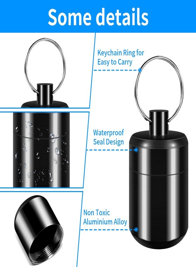 CHIVENIDO Pill Keychain Holder - Small Pill Box Waterproof Pills Fob Organizer Portable Ring Holder Keychain for Purse (Black) - Image 3